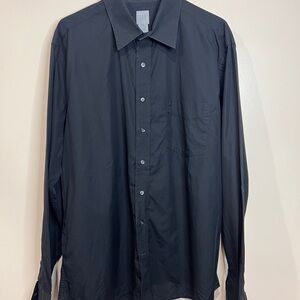 Gap Mens Black Dress Shirt Fitted XL 17 17.5 Long Sleeve Button Down